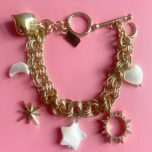 NWOT Luna Gold Charm Bracelet with White Accents